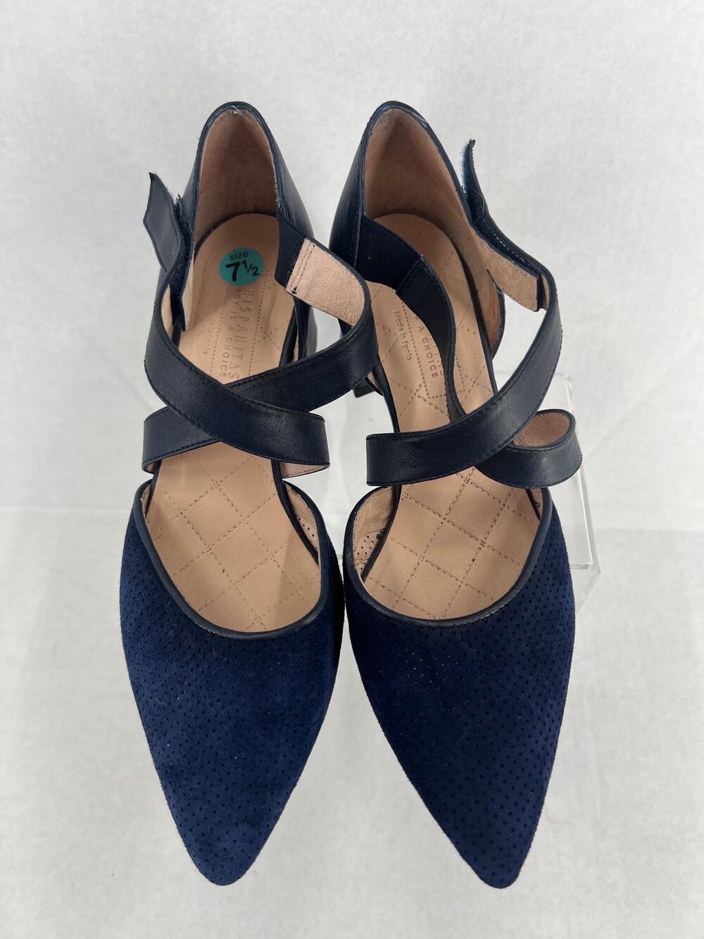 Hispanitas Navy Suede and Black Leather Heels